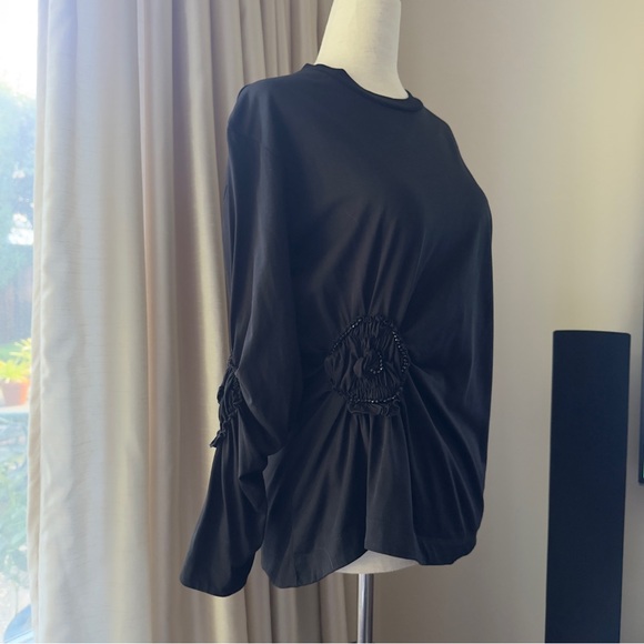 Simone Rocha Long Sleeve Ruched Flower Top - Picture 2 of 10